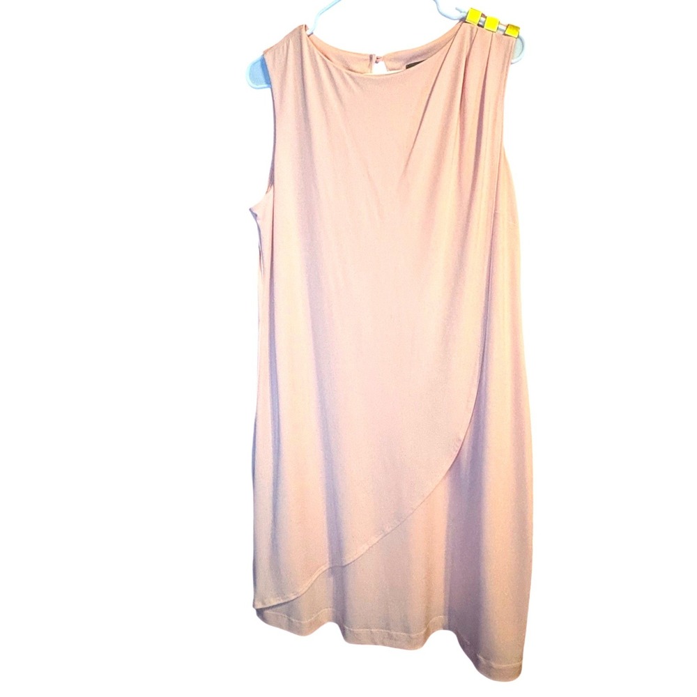 Donna Ricco New York Blush Pink Asymmetrical Wrap Shift Dress Gold Studs Size 14